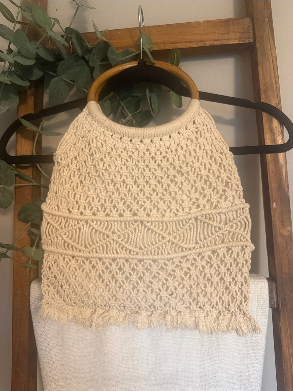 Cream Macramé Handbag